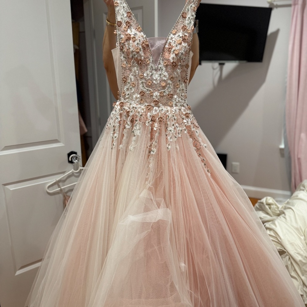 Pronovias Pink Floral Embellished Gown
